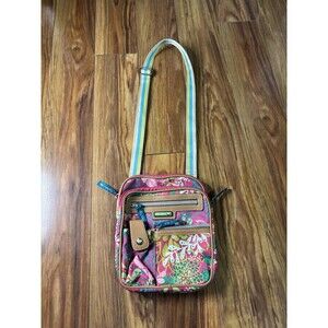 Lily Bloom Floral Cross Body Bag Multi-Pocket Zippers Purse